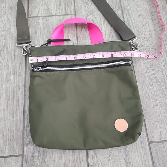 ShortyLOVE Crossbody Tote Bag Olive Green Pink Strap One Size - Picture 6 of 11